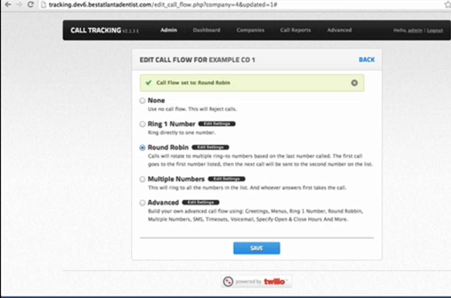 screenshot of Analytic Call Tracking